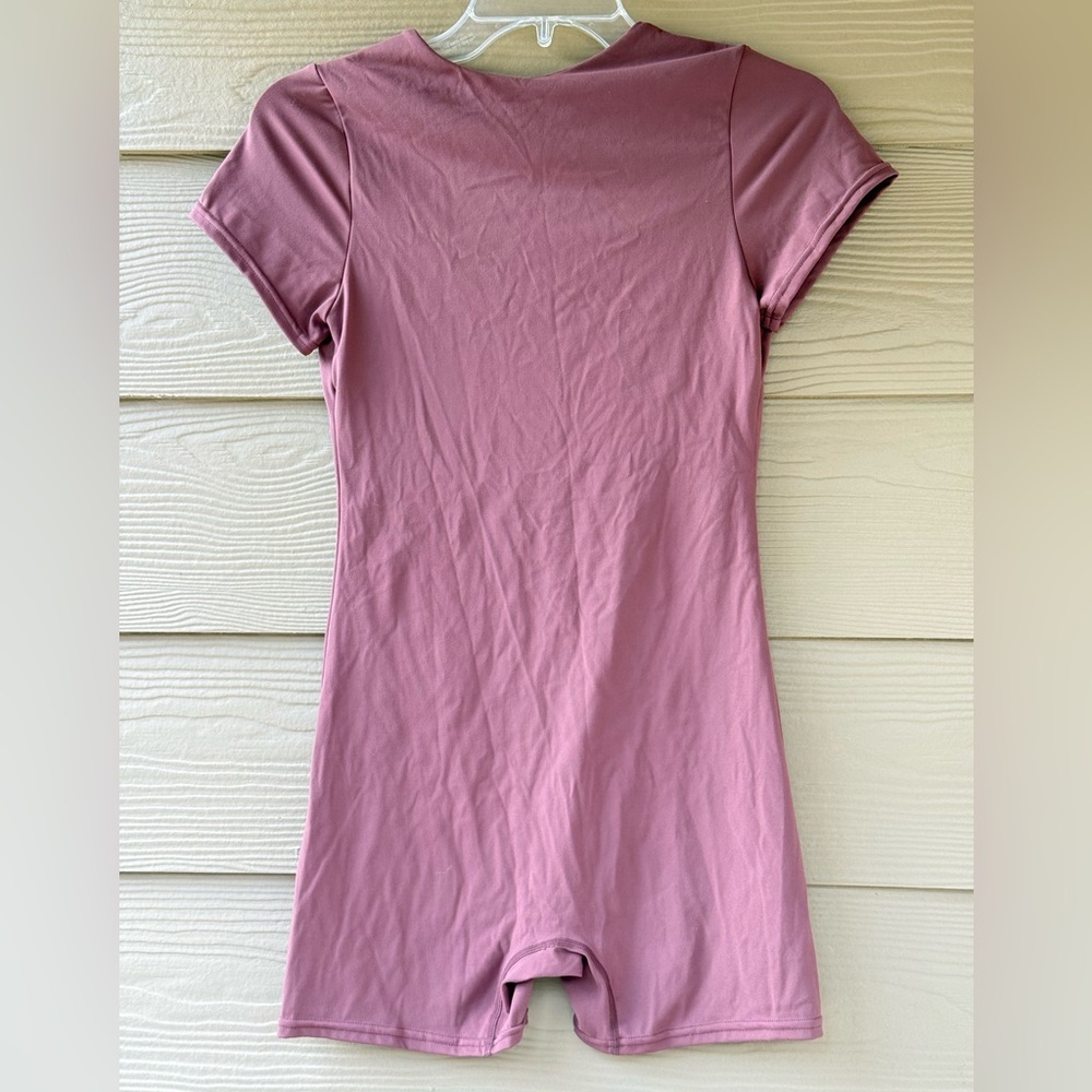 Qinsen Women's Brown Taupe Square Neck Bodysuit Romper Activewear Jumpsuit Sz L - Picture 6 of 9